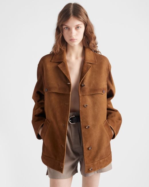 Prada Brown Jacke Aus Wildleder