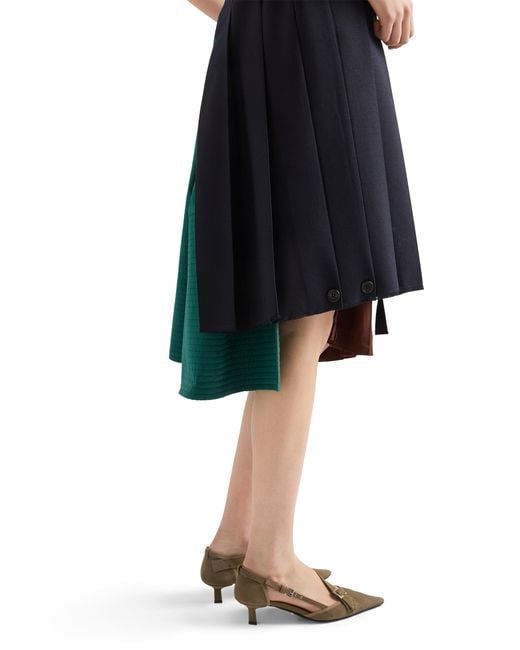 Prada Black Rush Stitch Fabric Patchwork Skirt