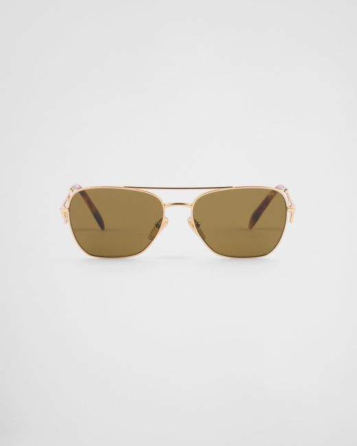 Prada Natural Sunglasses With Triangle Logo