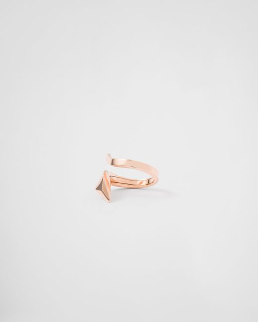 Prada White Eternal Gold Snake Mini Ring In Pink Gold