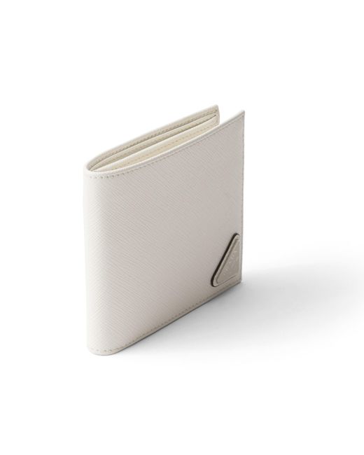 Portefeuille En Cuir Saffiano Avec Porte-Monnaie, Homme Prada pour homme en coloris White