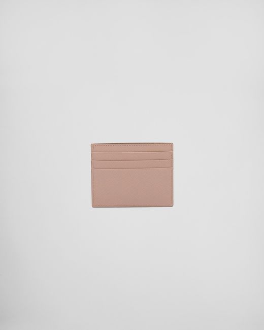 Prada Red Fuoco (dark ) Logo Saffiano Leather Cardholder