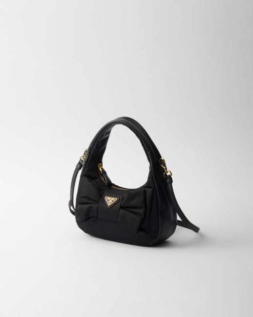 Mini Sac En Re-Nylon Et Cuir Nappa Avec Nœud Prada en coloris Black