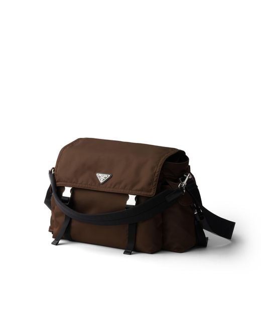 Prada Black Explore Re-Nylon And Leather Bag for men