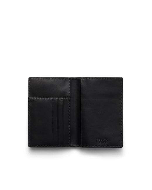 Prada Black Leather Passport Holder for men
