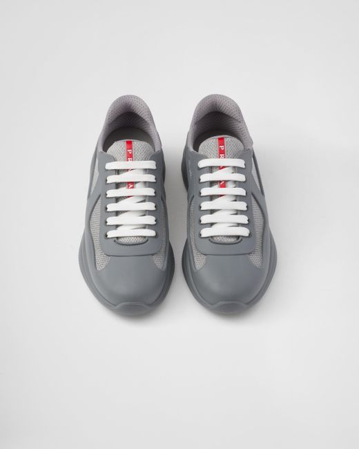 Prada Gray America's Cup Soft Rubber And Bike Fabric Sneakers for men