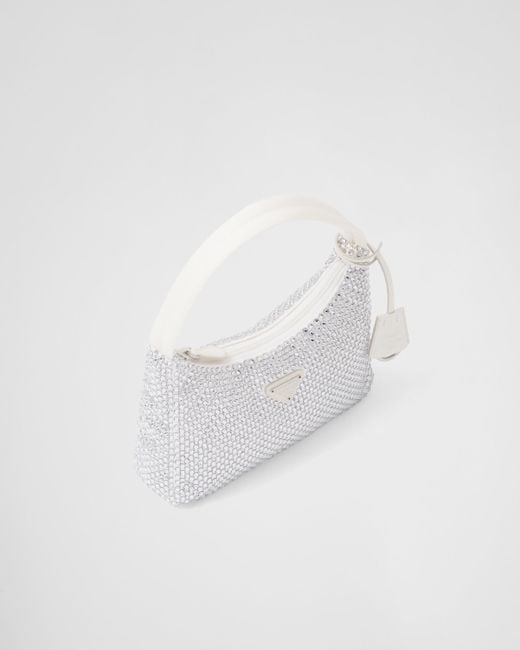 Prada White Satin Mini-bag With Artificial Crystals