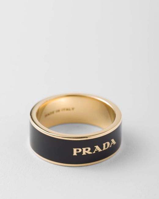 Prada White Enameled Metal Ring