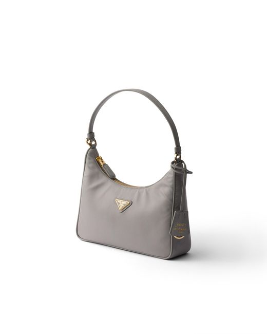 Prada Gray Re-Edition 2005 Re-Nylon And Saffiano Mini Bag