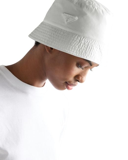 Prada White Foldable Re-Nylon Bucket Hat