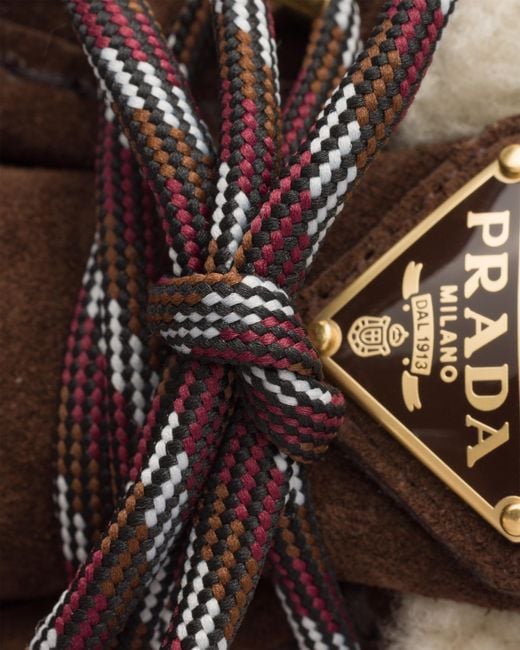 Prada Brown Shearling Lined Suede Booties