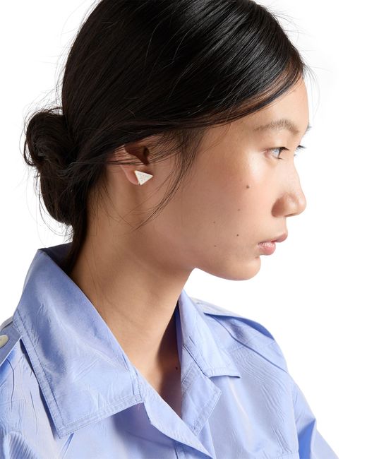 Prada White Enameled Metal Earrings