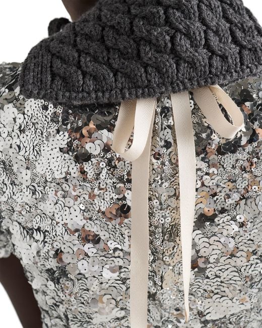 Prada Gray Embroidered Sequin Top