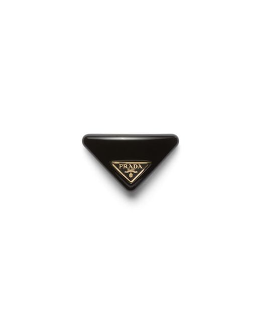 Prada Black Hair Clip With Triangle Logo