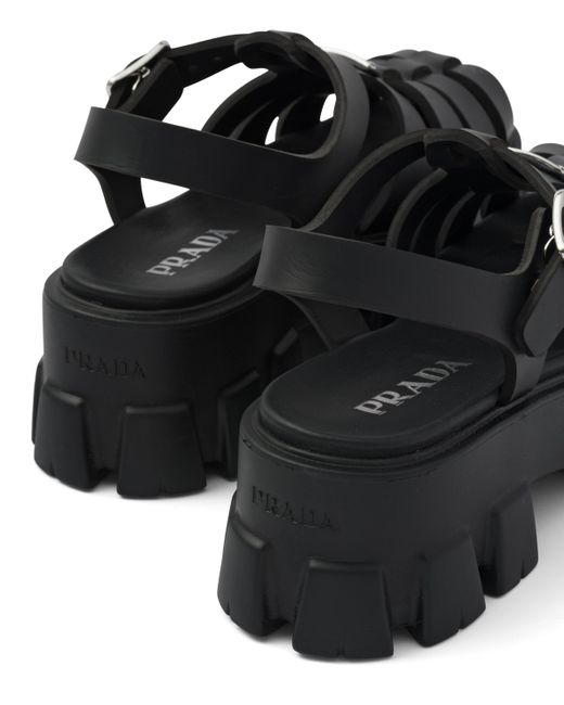 Sandalias con plataforma de 55 mm Prada de color Black