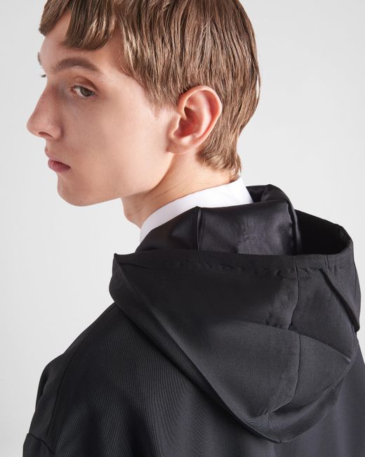 Prada Black Hooded Wool Blouson Jacket for men