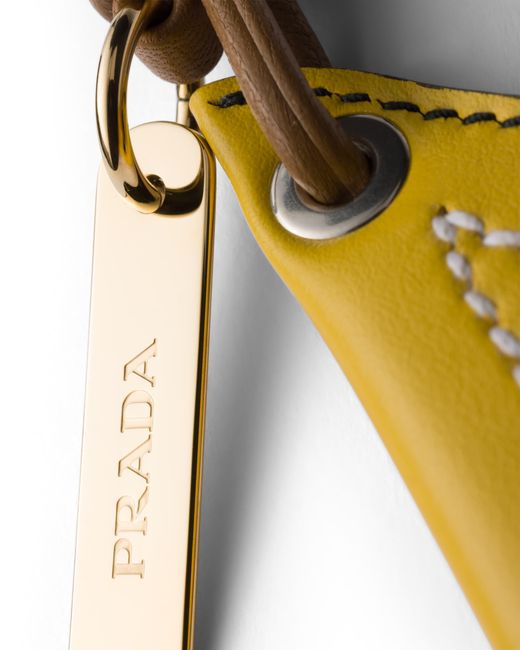Prada White Leather Key Ring Pendant