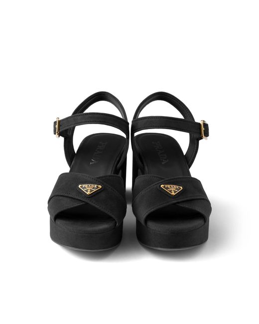 Prada Black Suede Platform Sandals