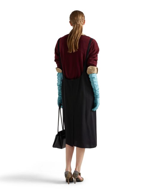 Prada Black Crepe Skirt With Suspender Straps