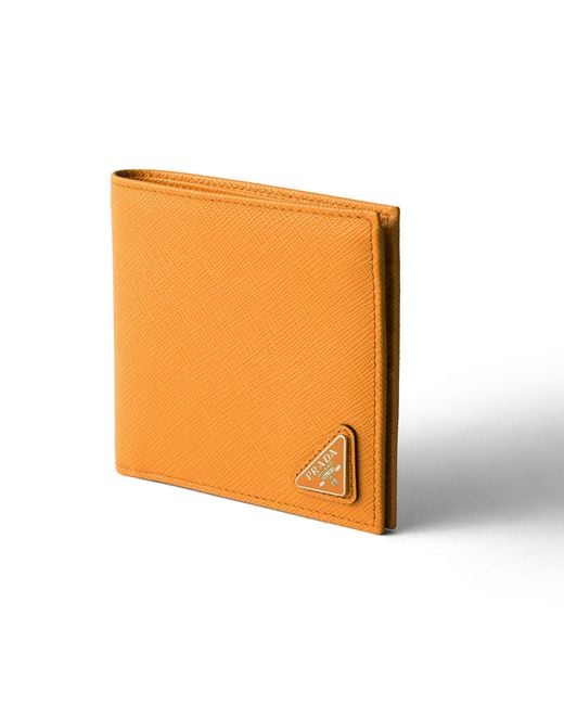 Prada Orange Saffiano Leather Wallet for men