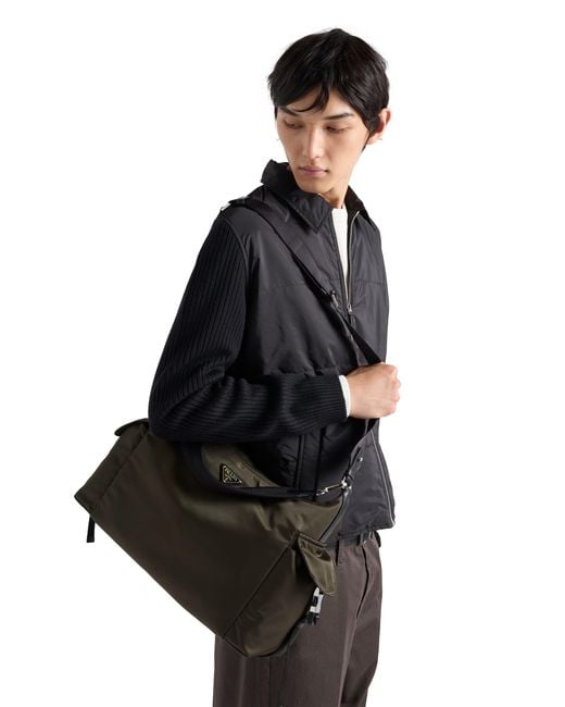 Prada Black Explore Re-Nylon And Leather Bag for men