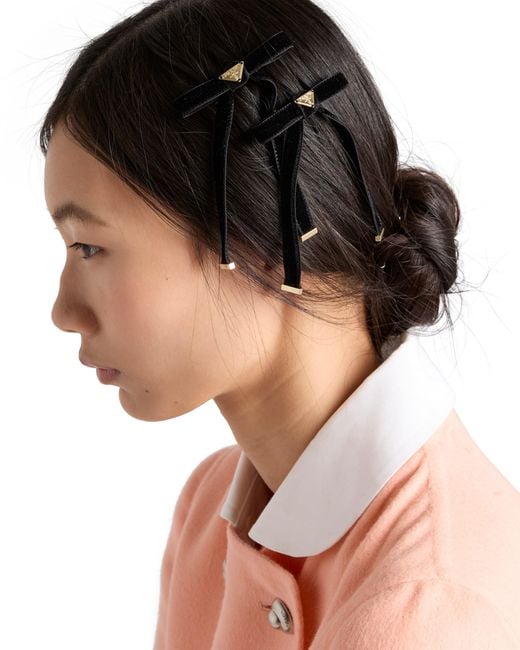 Prada Black Velvet Hair Clips