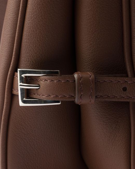 Prada Brown Fold Large Leather Shoulder Bag
