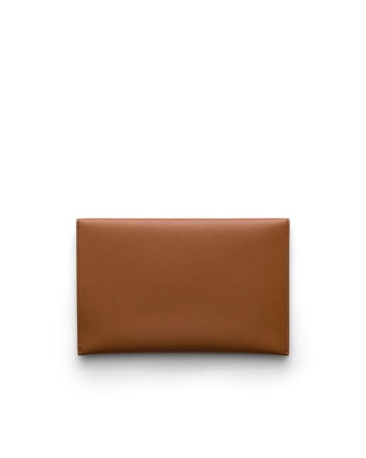 Prada Brown Saffiano Leather Envelope Clutch