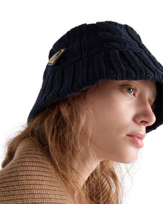 Prada Blue Wool Bucket Hat