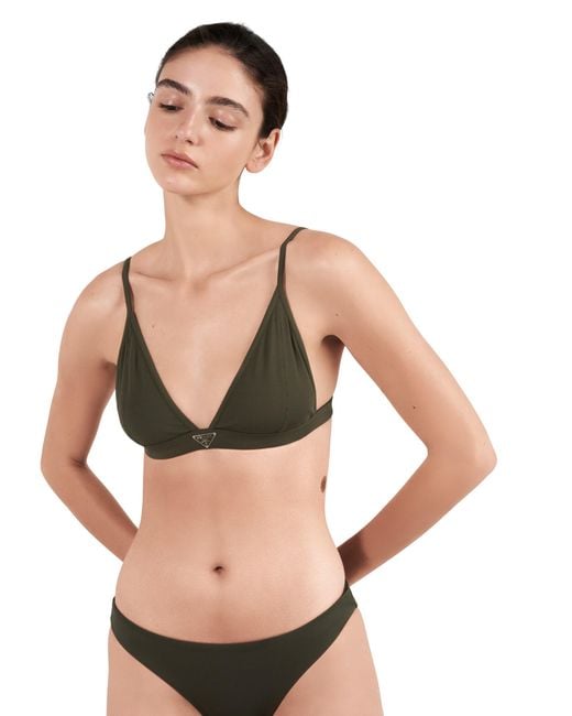 Prada Multicolor Ribbed Knit Bralette Bikini Top