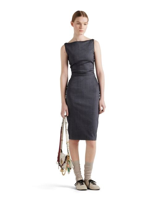 Prada Blue Stretch Kid Mohair Dress