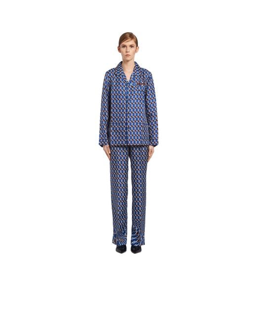 Prada Blue Geometric Print Pyjamas