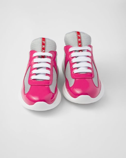 Prada Pink America's Cup Biker Fabric Sneakers