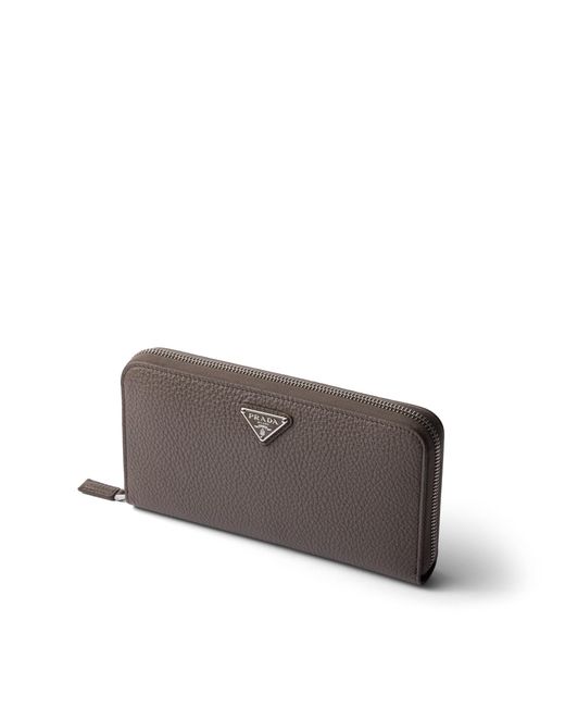 Prada Gray Leather Wallet for men