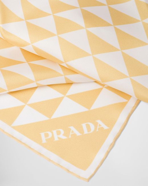 Prada Natural Printed Silk Twill Scarf
