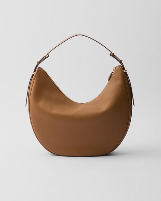 Prada Brown Arqué Large Leather Shoulder Bag