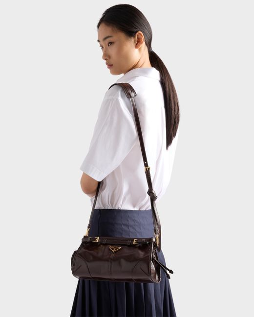 Prada Black Bonnie Kleine Schultertasche Aus Leder