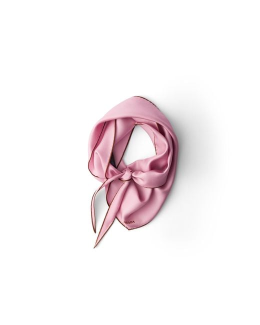Prada Pink Printed Twill Scarf
