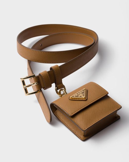 Prada White Saffiano Leather Belt