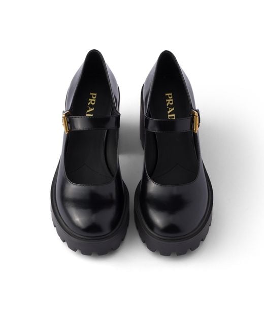 Prada Black Brushed Leather Pumps