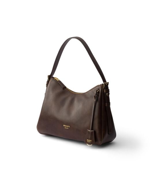 Prada Brown Aimée Medium Leather Shoulder Bag, Cocoa