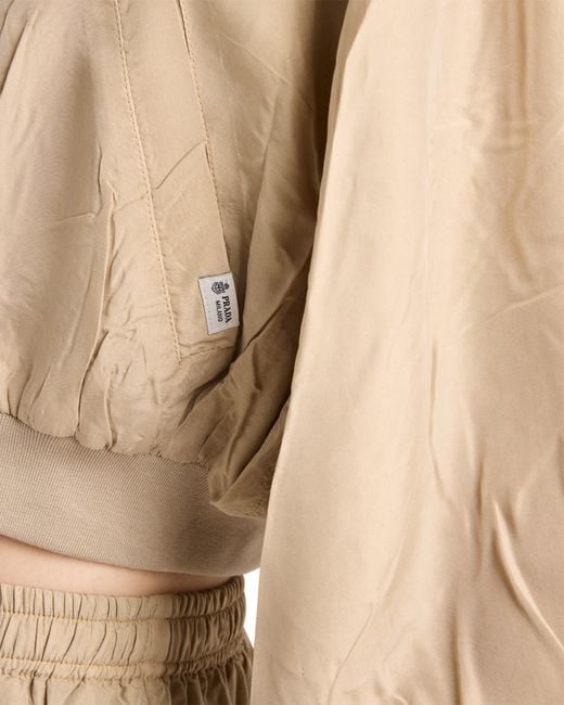 Prada Natural Cropped Old Silk Bomber Jacket