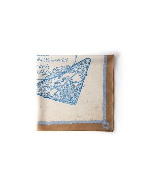 Prada Blue Printed Silk Twill Scarf 90, Cocoa/Ivory