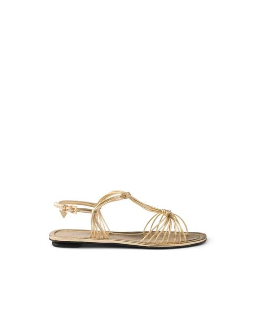 Prada White Sandalen Aus Mordoré-Nappaleder, Damen, Größe