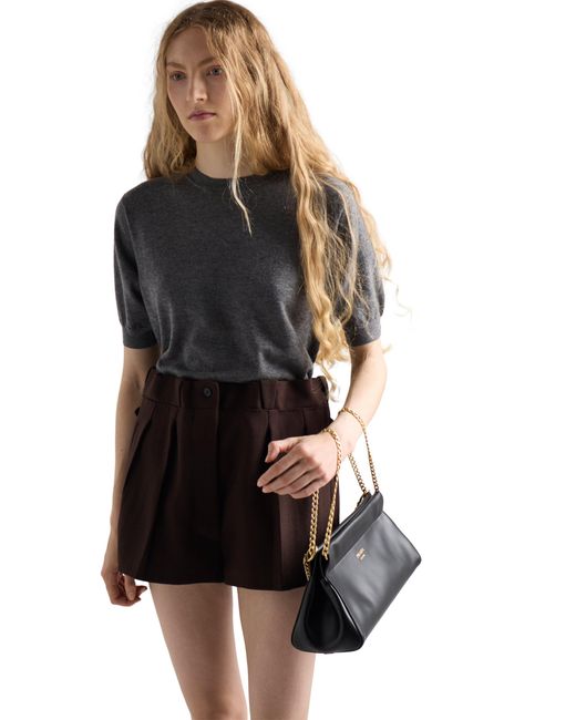 Prada Brown Chevron Wool Shorts
