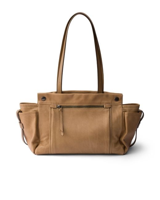 Prada Brown Route Large Leather Tote Bag