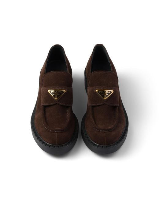 Prada Brown Chocolate Suede Loafers