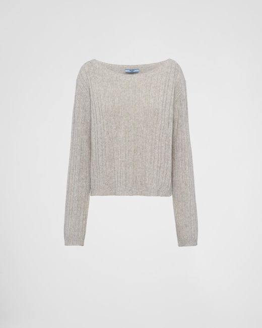 Prada White Wool And Cashmere Boat-Neck Sweater
