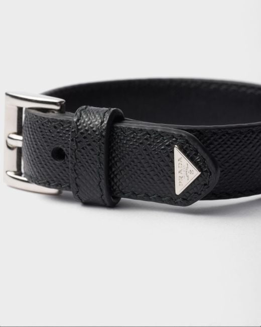 Bracelet En Cuir Saffiano Prada pour homme en coloris Black
