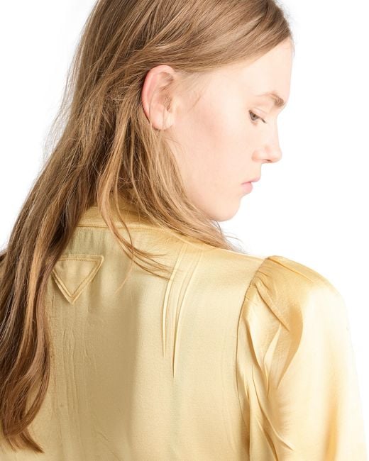 Prada Metallic Satin Crepe Dress, Cream